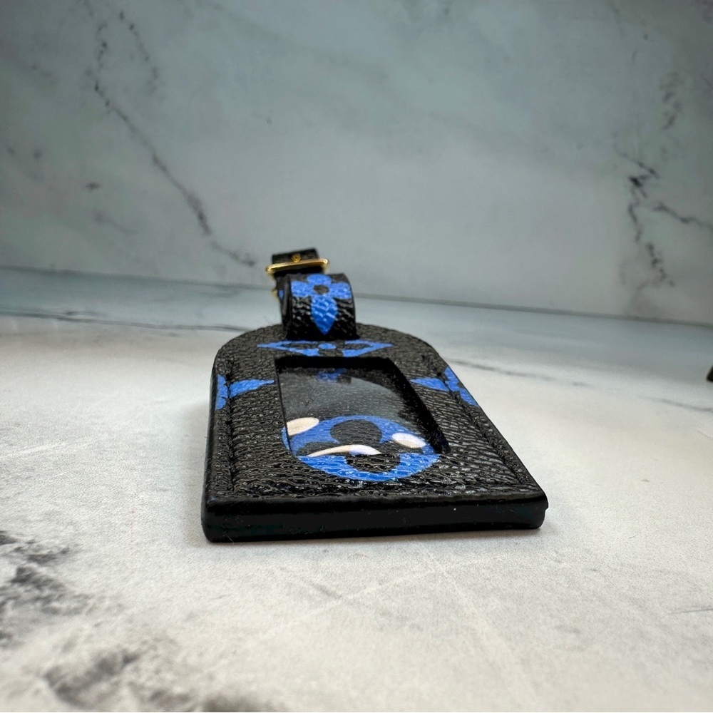 Louis Vuitton Luggage Tag black/blue Monogram Small GHW LV - Picture 4 of 8